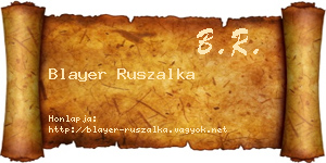 Blayer Ruszalka névjegykártya